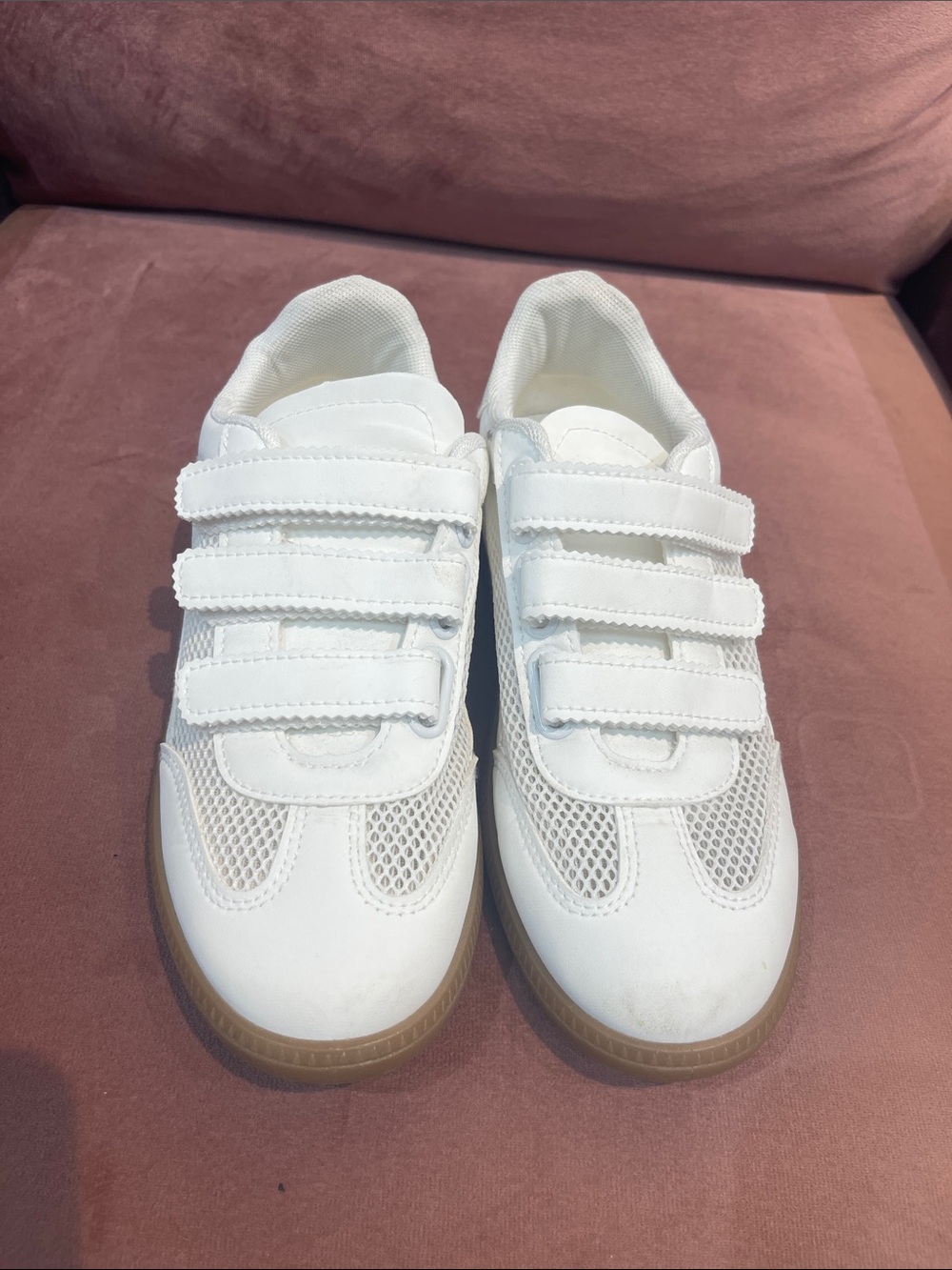 Women’s White Velcro Sneakers with Gum Sole
